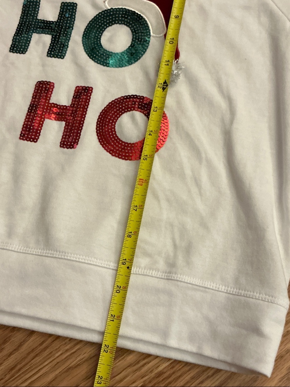 Philosophy White Holiday 'HO HO HO' Sequin Sweatshirt Size Small - Picture 5 of 5